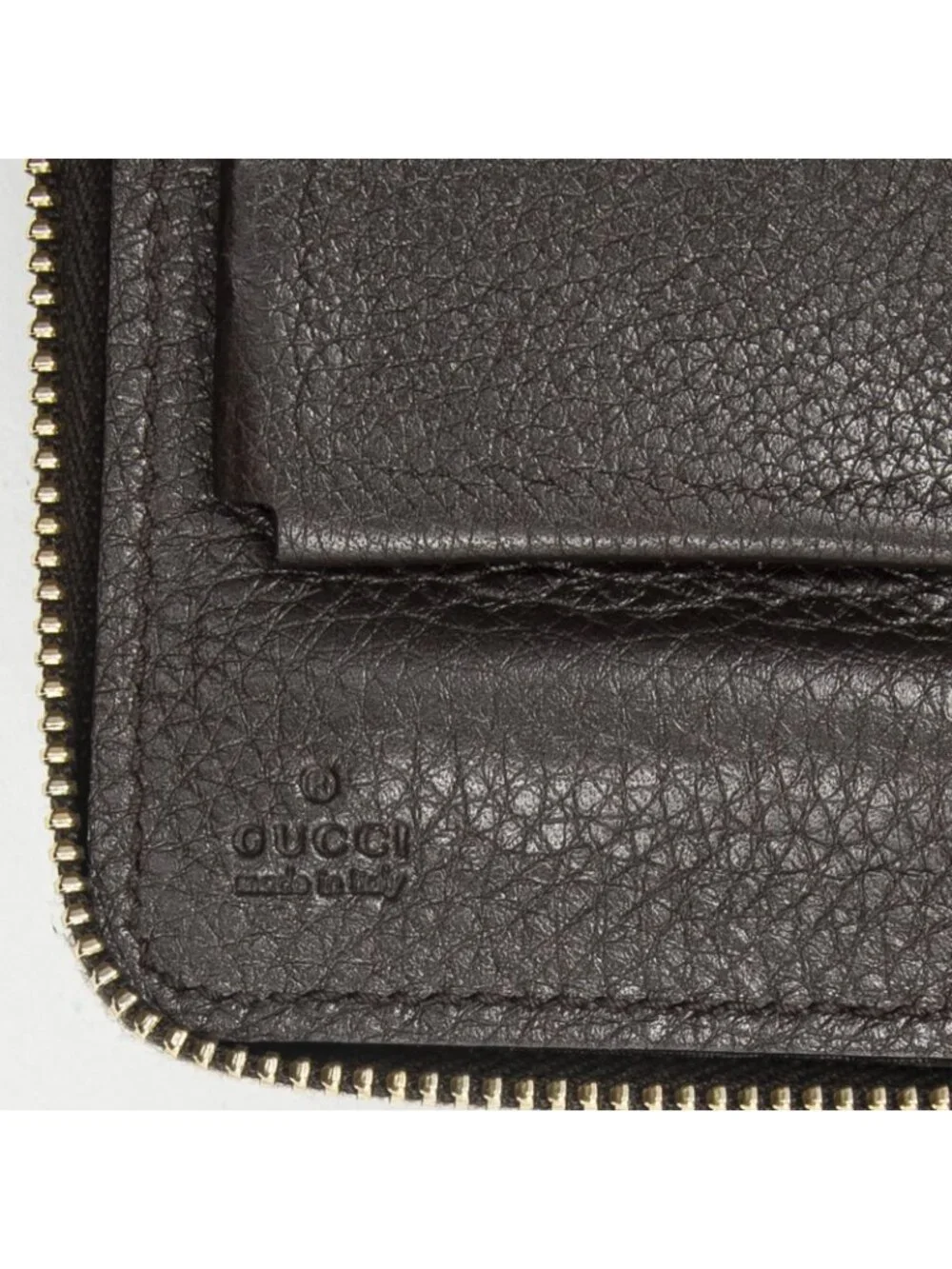 Gucci Soho Clutch Dark Brown Grain Calfskin Leather